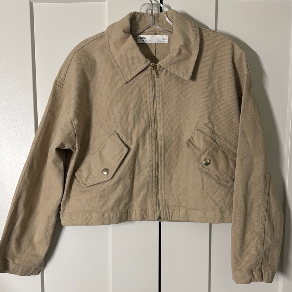 Zara Tan Utility Jacket Relaxed Fit